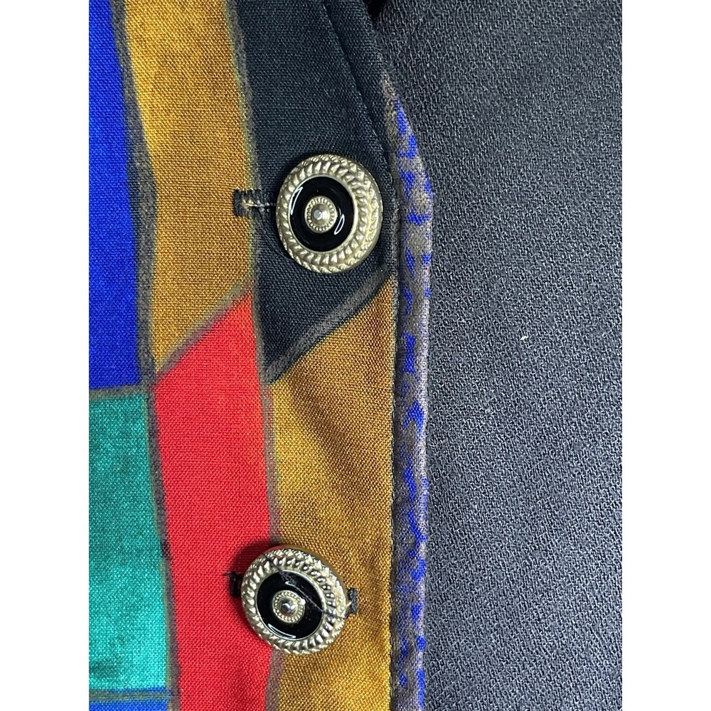 Vintage Eva 90s Streetwear Geometric Button Vest Size 14 Multicolor Made in USA - Picture 4 of 9